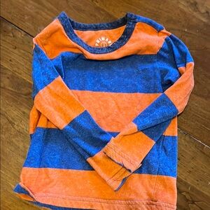 Primary Kids Long Sleeve Striped Tee in Orange and Blue